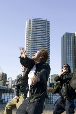 Japanese men dancingの写真素材