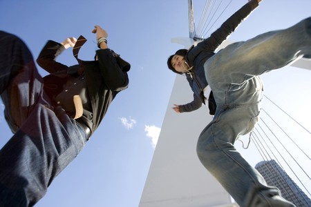 Japanese men dancingの写真素材