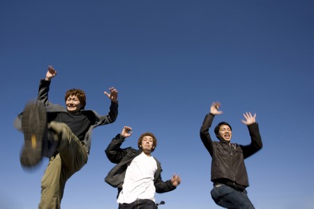 Japanese men jumping