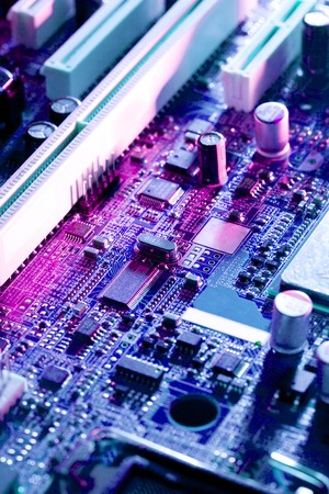 Close-up shot of purple circuit boardの写真素材