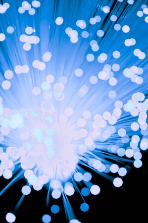 Close-up fiber optic on black backgroundの写真素材