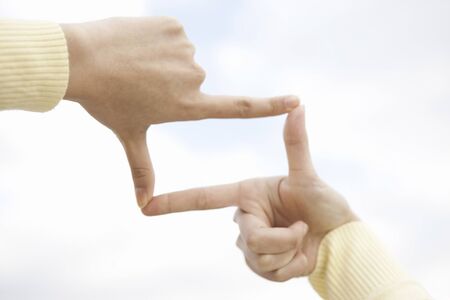 A Female makes frameの写真素材