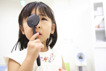 Girl to receive the vision testの写真素材