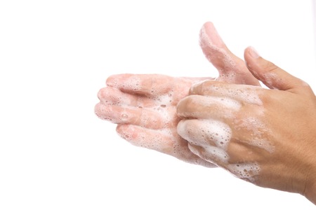 Man washing hands with SOAP in hand