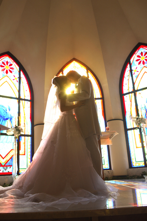 Bride and groom to kiss promiseの写真素材
