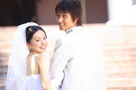 groom, bride to turn aroundの写真素材