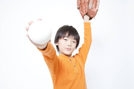 Boy to catch ballの写真素材