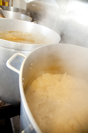 Zundo pot that contains the pig bone soupの写真素材