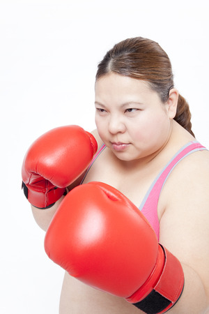 Overweight women boxerciseの写真素材