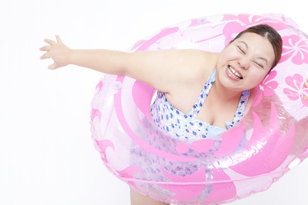 Metabo women frolic in swimsuitの写真素材