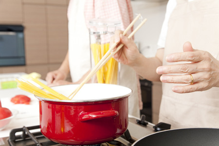 Couples cookingの写真素材