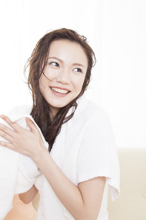 Wipe the hair womenの写真素材