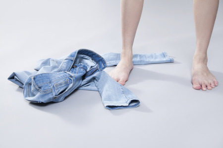 Women who take off the denim pants
