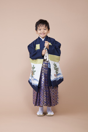 Boy smiling in his hakamaの写真素材