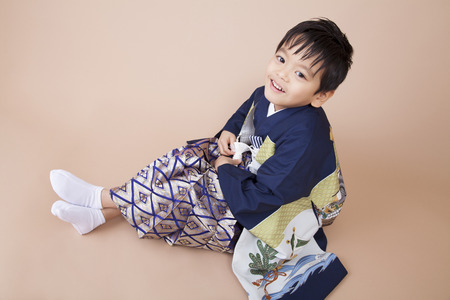Boy smiling in his hakamaの写真素材