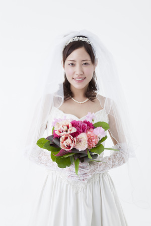 Bride with bouquetの写真素材