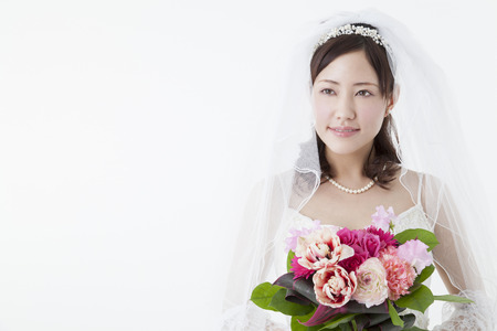 Bride with bouquetの写真素材