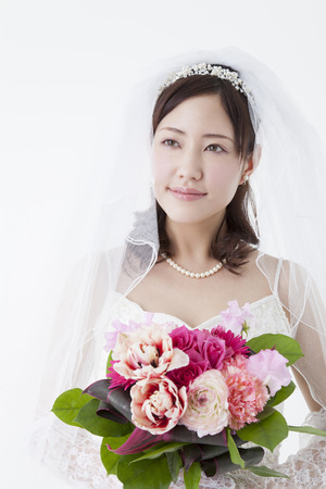 Bride with bouquetの写真素材
