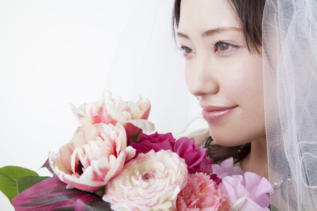 Bride with bouquetの写真素材