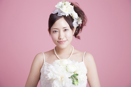 Bride with bouquetの写真素材