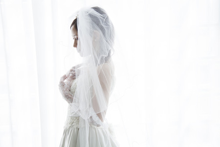 Brides hand to one's chestの写真素材