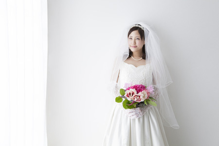 Bride with bouquetの写真素材