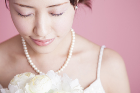 Bride with bouquetの写真素材