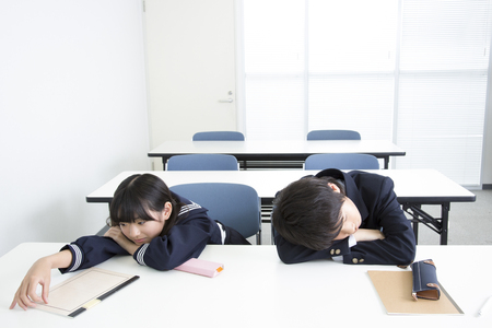 Junior high school student body to study does not turnの写真素材