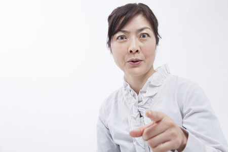 Terribly angry businesswoman fingerの写真素材