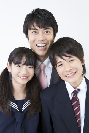 Smile of junior high school students and teachersの写真素材