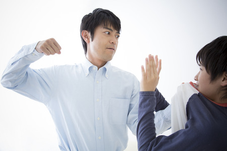 Violence father and son spookの写真素材