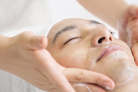 Men get facialsの写真素材
