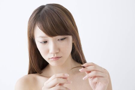 Check the hair womenの写真素材