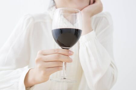Women who drank red wineの写真素材