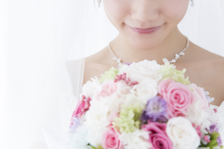 Bride with bouquetの写真素材
