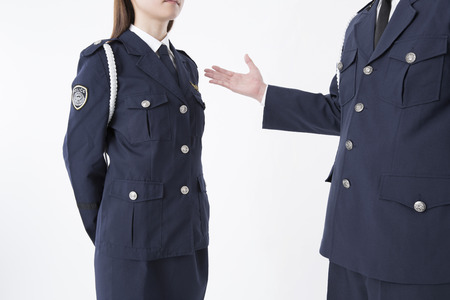 Police officers to the conversationの写真素材