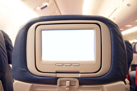 Touch-panel monitor of passenger aircraftの写真素材