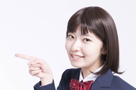 High school girls at theの写真素材