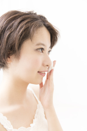 Women to apply Foundationの写真素材