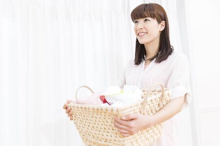 Women with the laundryの写真素材