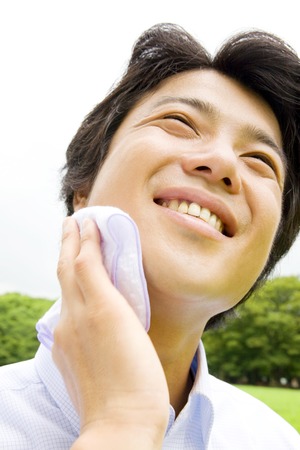 Businessman to wipe the sweatの写真素材