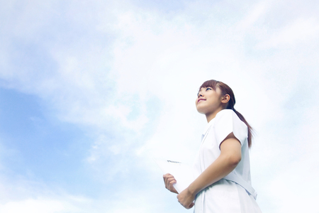 Nurse stare farの写真素材