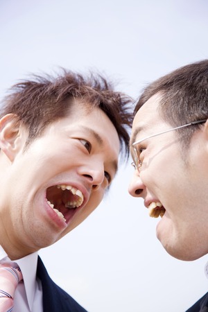 Businessman to colleagues and fight