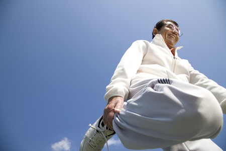 Men have a stretchの写真素材