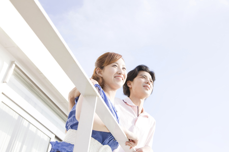 Couples views from the terraceの写真素材