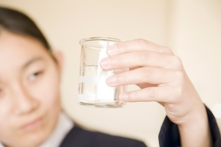 Women's junior high school students experimentの写真素材