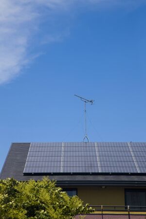 Solar panel house roofの写真素材