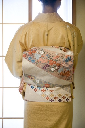 Back shot of a woman wearing a kimonoの写真素材