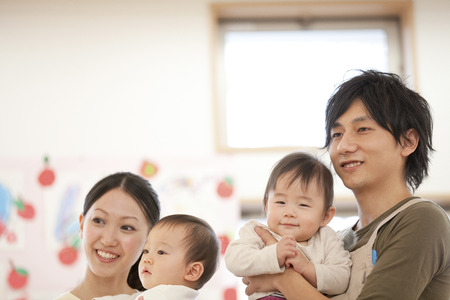 Nursery school children to be hug to nurseryの写真素材