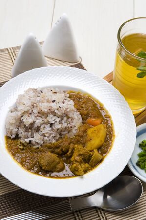 Served with curry rice cerealsの写真素材
